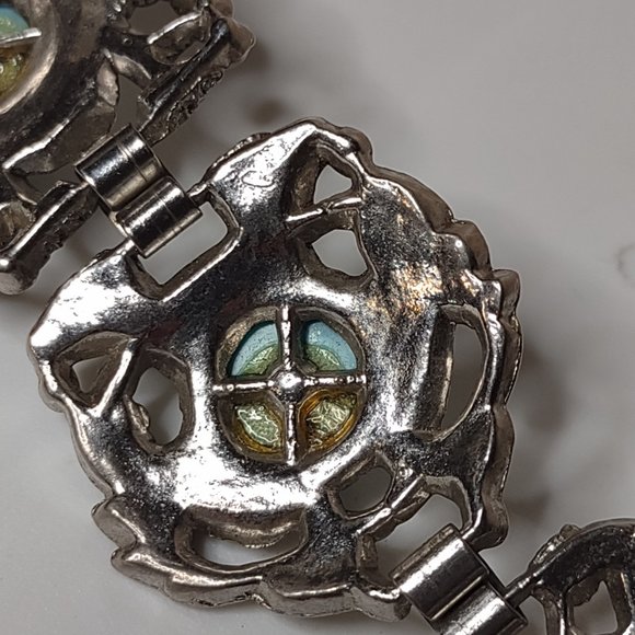 Blue Plastic And Silver Tone Metal Large Bracelet - Picture 12 of 15